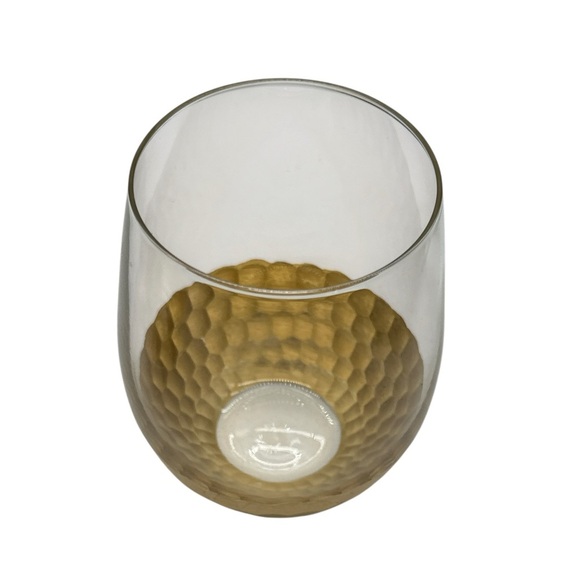 Gold Honeycomb Stemless 18oz Wine Glasses Set of 4 - Picture 4 of 5